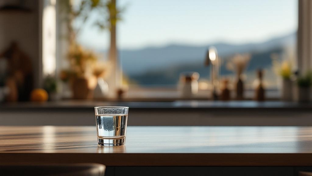 Glass of water on kitchen bench in Adelaide home — testing Adelaide tap water quality 2026
