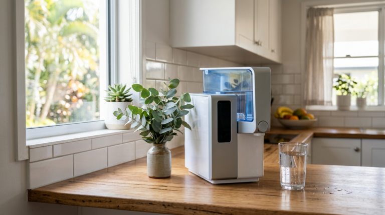 AquaTru countertop RO review Australia - water filter on kitchen bench