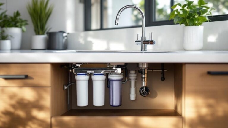Under-sink water filter installed in a Brisbane home kitchen