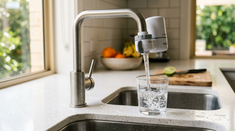 Water filter on Australian kitchen tap for lead removal -- NSF 53 certified filtration