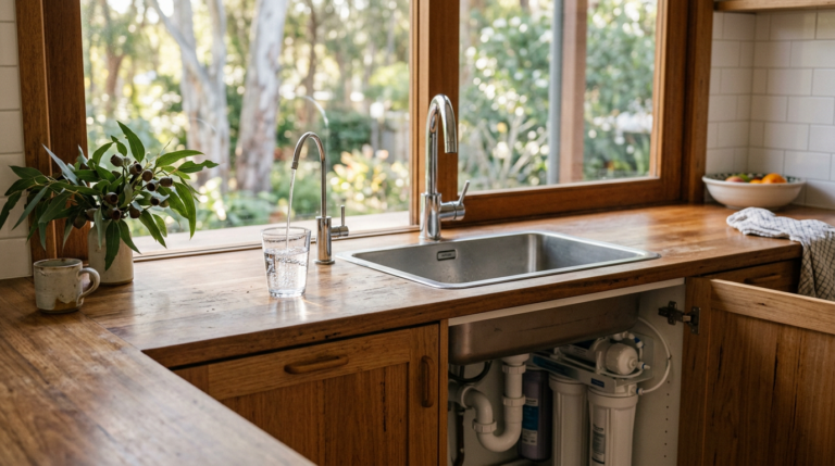 Best water filter Queensland 2026 - under-sink RO system in coastal QLD kitchen