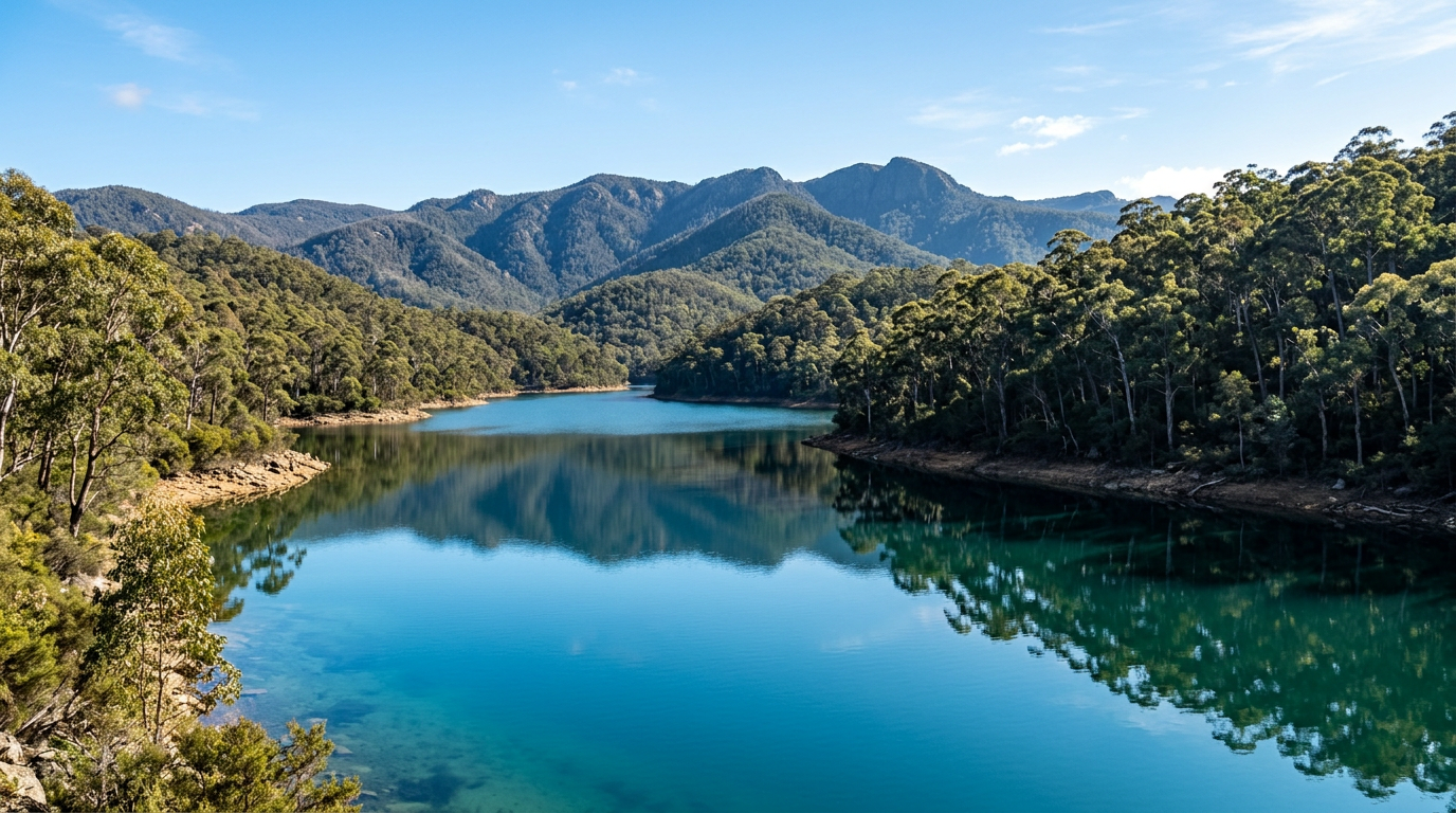 Pristine mountain dam in the Brindabella Ranges near Canberra ACT -- Icon Water catchment supplying Canberra's exceptionally clean drinking water