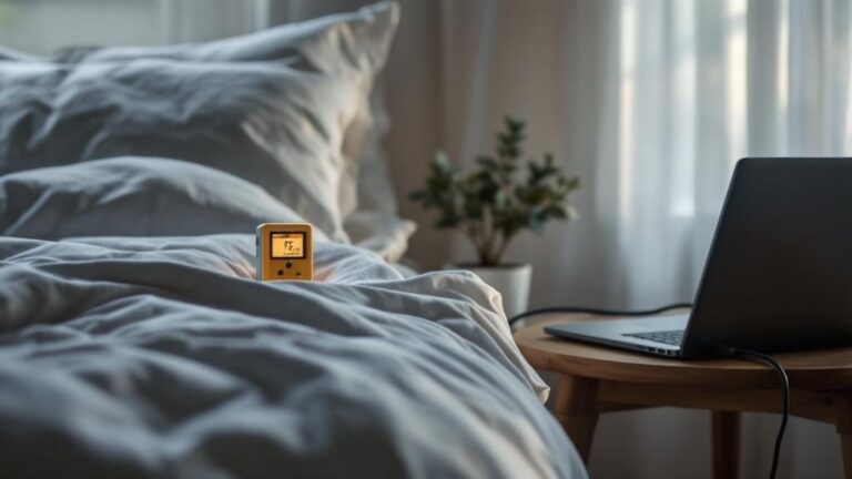 Bedroom EMF audit setup with TriField TF2 meter in an Australian home