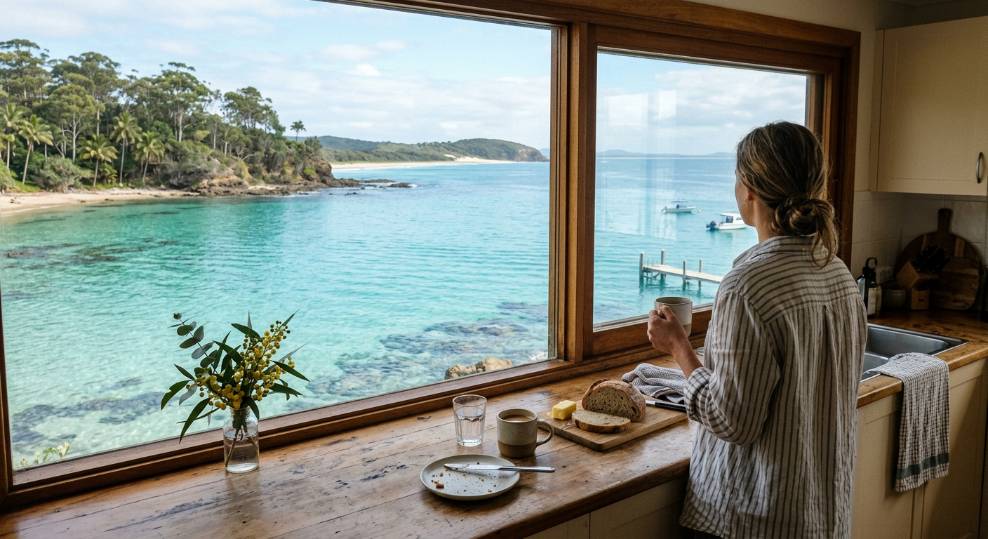 Crystal-clear water on a kitchen bench in a coastal Queensland home -- fluoride in drinking water research