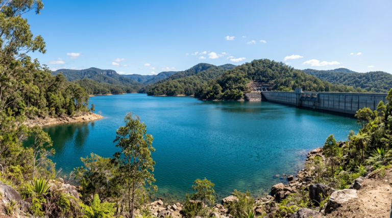 Hinze Dam in the Gold Coast hinterland supplying Seqwater treated drinking water to Gold Coast residents