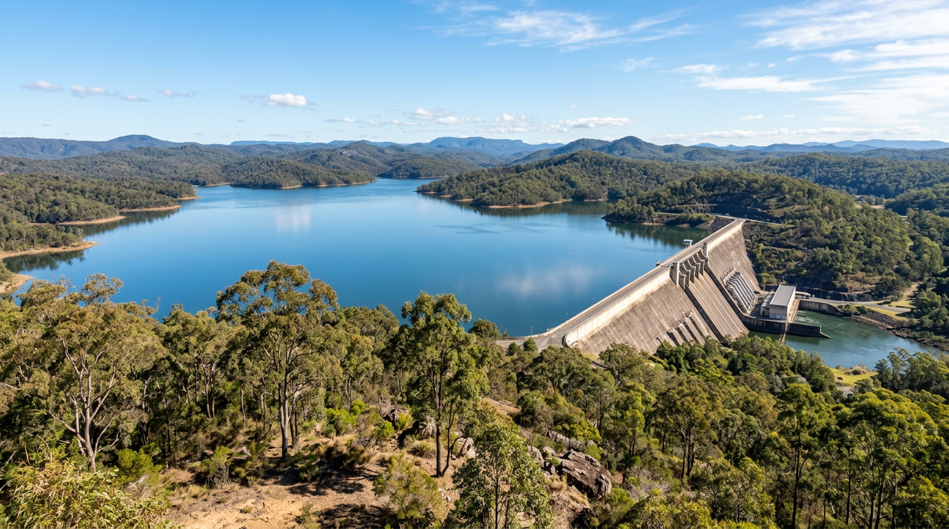 Wivenhoe Dam Queensland -- primary source for Ipswich drinking water via Seqwater's Mount Crosby Water Treatment Plants