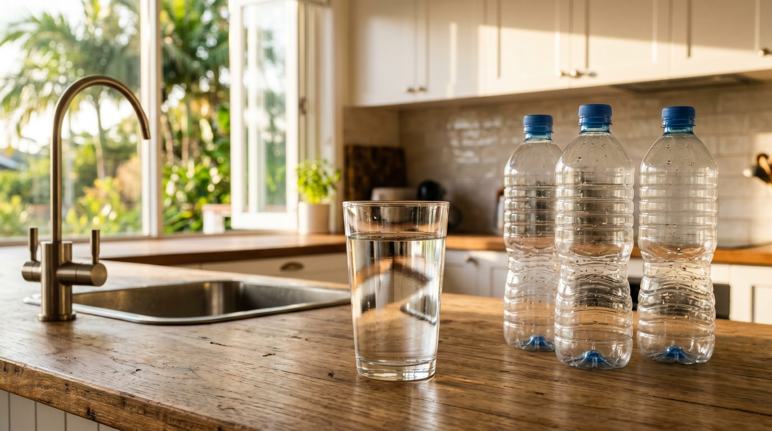 Crystal clear filtered water vs single-use plastic water bottles — true 5-year cost comparison Australia 2026