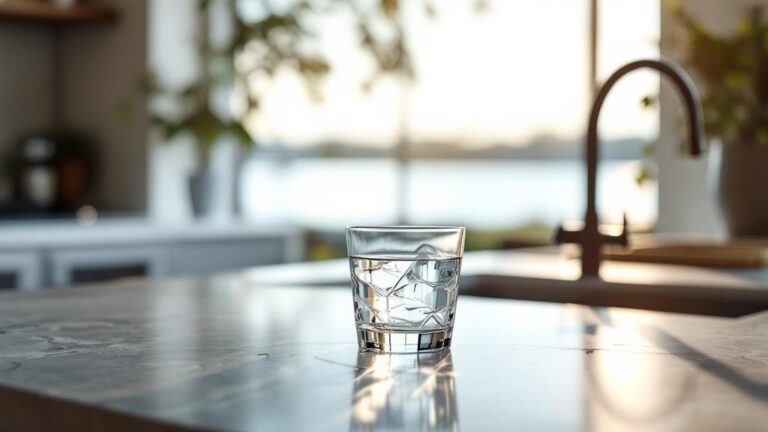 Glass of water on kitchen bench in Perth home — testing Perth tap water quality and hardness 2026