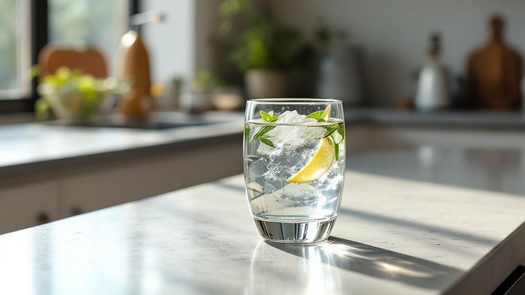 Glass of water on kitchen bench in Sydney home — testing Sydney tap water quality 2026