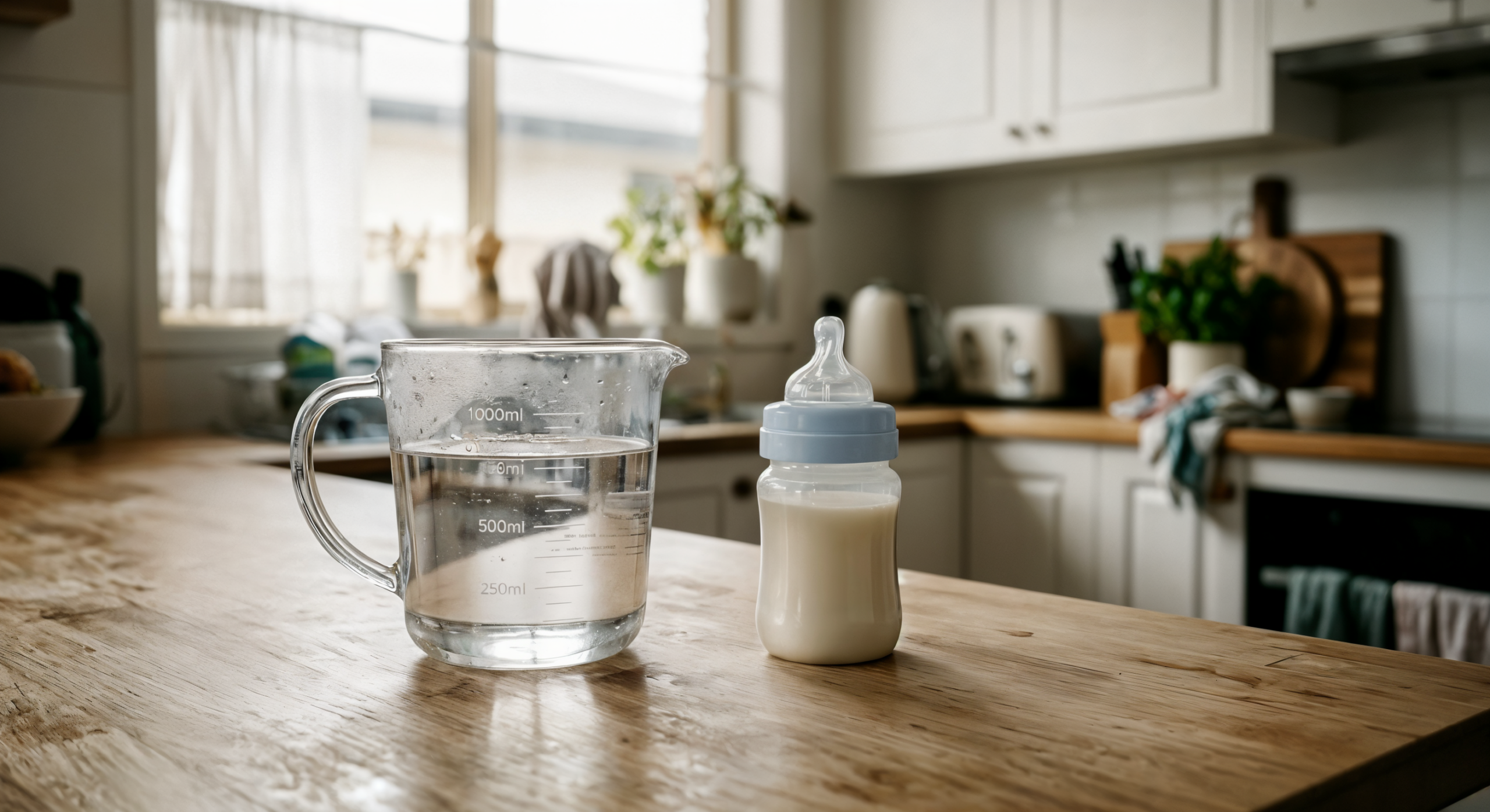 Best water filter for babies Australia 2026 — glass jug of filtered water beside baby bottle