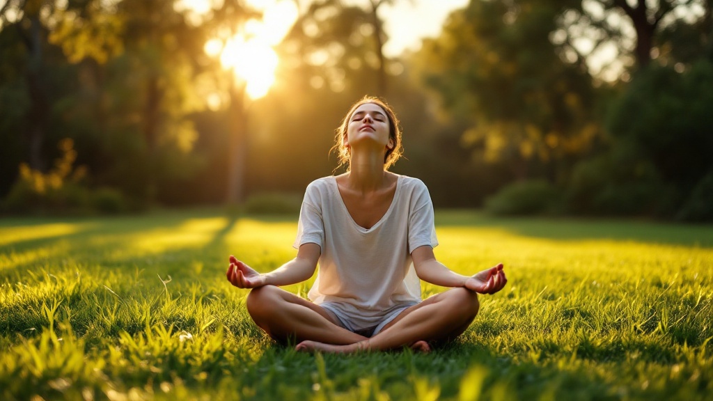person sitting cross-legged on grass barefoot representing both CBT grounding and electrical earthing