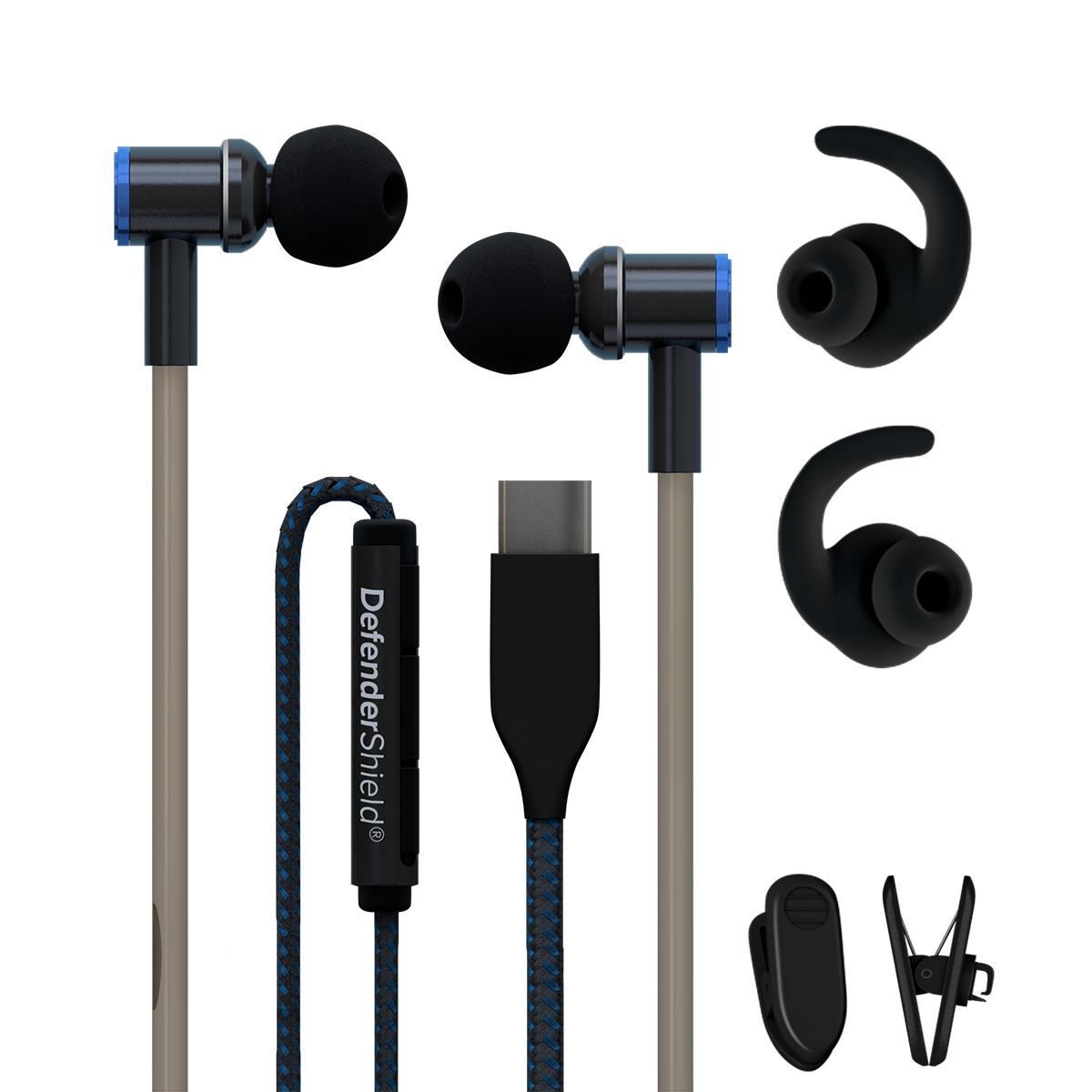 DefenderShield air tube EMF protection headphone earbuds USB-C Australia -- Clean and Native