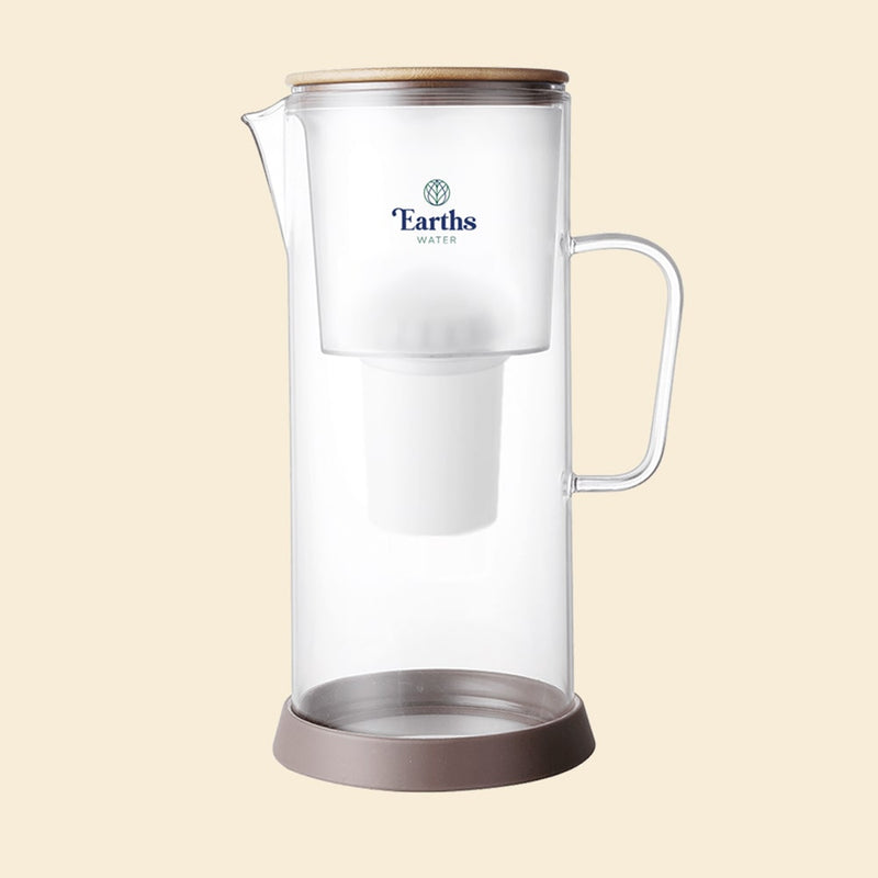 Earth's Water 3.5L Glass Carafe alkaline water filter natural bamboo