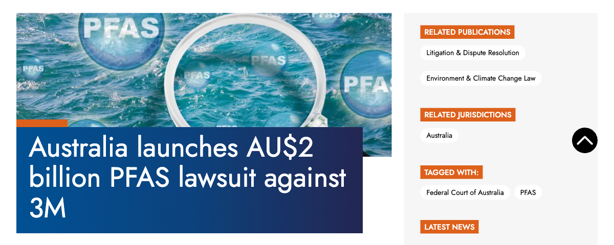 Australia launches AU$2 billion PFAS lawsuit against 3M — ICLG