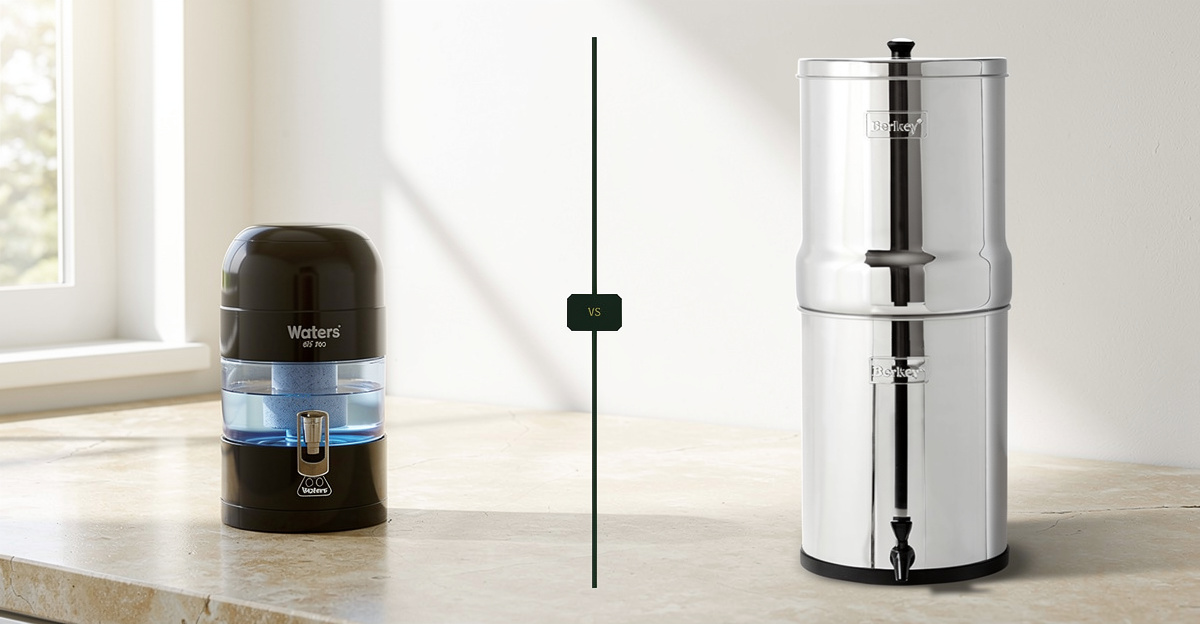 Waters Co BIO 500 MAX 7L vs Berkey Royal -- side by side comparison of Australia's two most popular gravity water filters
