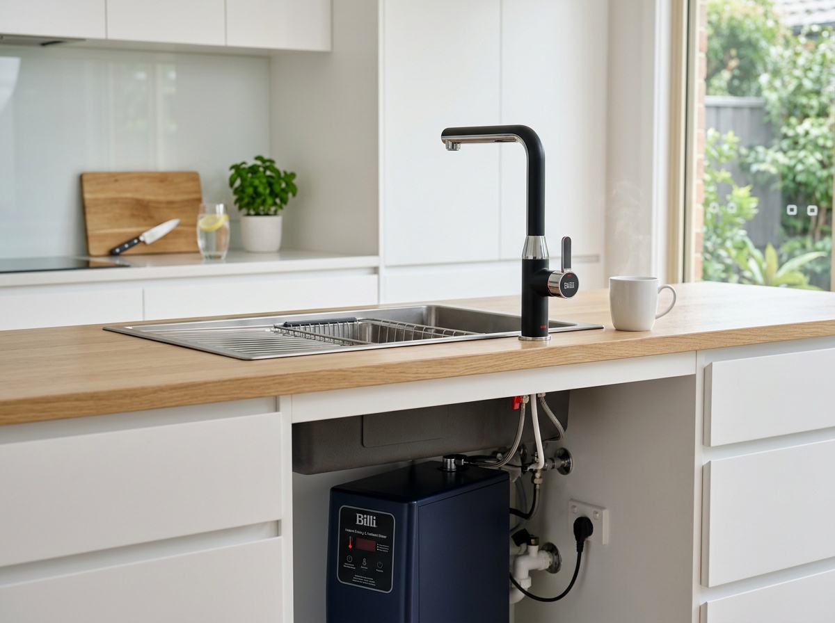 Billi Quadra+ underbench instant boiling filtered water system Australia
